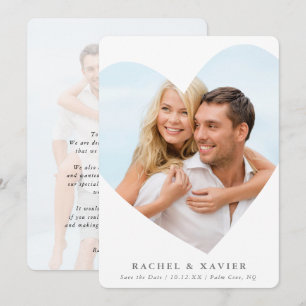 BESPAAR DE DATUM modern lijst wit grijs fotohart Kaart