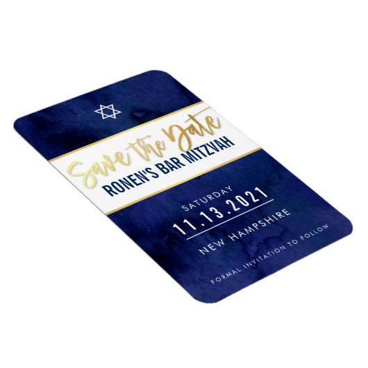 BESPAAR DE DATUM moderne, donkerblauwe goudbar mit Magneet (Rechterzijde)