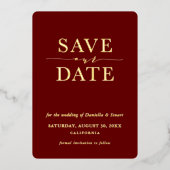 BESPAAR DE DATUM moderne, elegante, minimale moer Folie Uitnodiging (Voorkant)