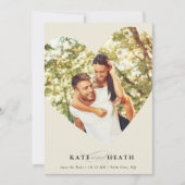 BESPAAR DE DATUM moderne foto-elegant hart ivoor Kaart (Voorkant)