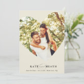 BESPAAR DE DATUM moderne foto-elegant hart ivoor Kaart (Staand voorkant)