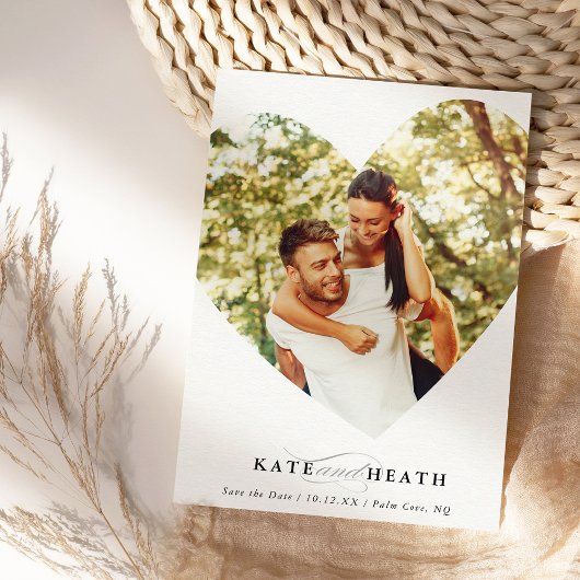 BESPAAR DE DATUM moderne foto-elegant hart lijst Kaart