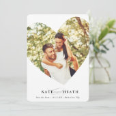 BESPAAR DE DATUM moderne foto-elegant hart lijst Kaart (Staand voorkant)
