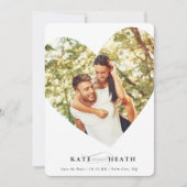 BESPAAR DE DATUM moderne foto-elegant hart lijst Kaart (Voorkant)