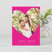 BESPAAR DE DATUM moderne fotoelegant hartgeel in Kaart (Staand voorkant)