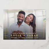 BESPAAR DE DATUM moderne fotominimalistische folie Folie Uitnodiging (Voorkant)