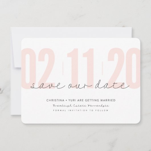 BESPAAR DE DATUM moderne grote aantallen roze zwar Kaart (Voorkant)