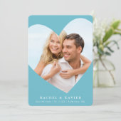 BESPAAR DE DATUM moderne lijst turquoise met fotoh Kaart (Staand voorkant)