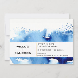 BESPAAR DE DATUM moderne minimale donkerblauwe wat Save The Date
