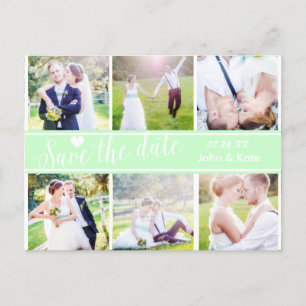 BESPAAR DE DATUM Munt Green Wedding 6 Briefkaart F