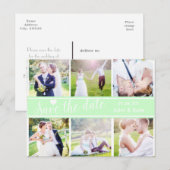 BESPAAR DE DATUM Munt Green Wedding 6 Briefkaart F (Voorkant / Achterkant)