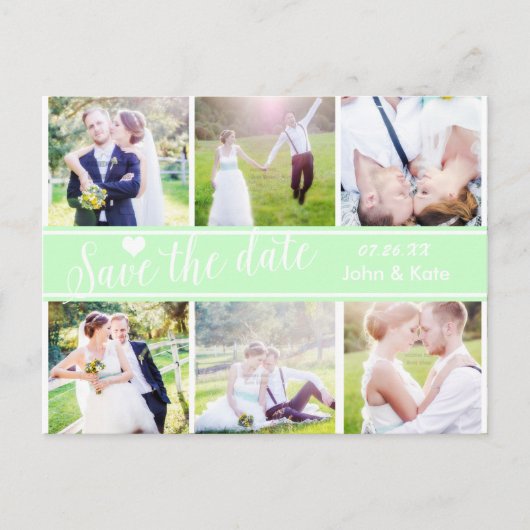 BESPAAR DE DATUM Munt Green Wedding 6 Briefkaart F (Voorkant)
