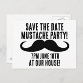 BESPAAR DE DATUM-MUSTACHE PARTIJ KINDER INVITATIES AANKONDIGINGSKAART (Voorkant / Achterkant)