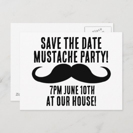 BESPAAR DE DATUM-MUSTACHE PARTIJ KINDER INVITATIES AANKONDIGINGSKAART (Voorkant / Achterkant)