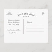 BESPAAR DE DATUM Paarse Typografie Foto Briefkaart (Achterkant)