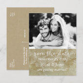 BESPAAR DE DATUM Rustic Kraft Paper Winter Photo P Aankondigingskaart (Voorkant / Achterkant)