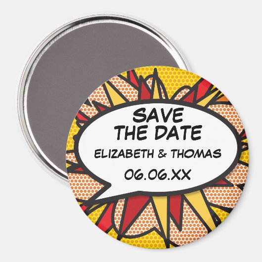 BESPAAR DE DATUM-sprekersbundel Fun Retro Comic Bo Magneet (Voorkant / Achterkant)