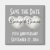 Bespaar de datum van 25 jaar zilverglas magneet (Voorkant)