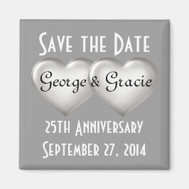 Bespaar de datum van 25 jaar zilverglas magneet