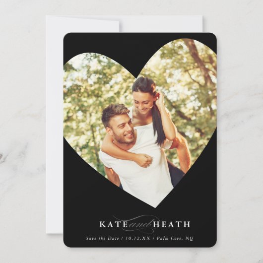 BESPAAR DE DATUM van het moderne, elegante hart zw Kaart (Voorkant)