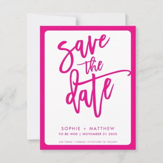 BESPAAR DE DATUM van het moderne script met het le Save The Date (Voorkant)