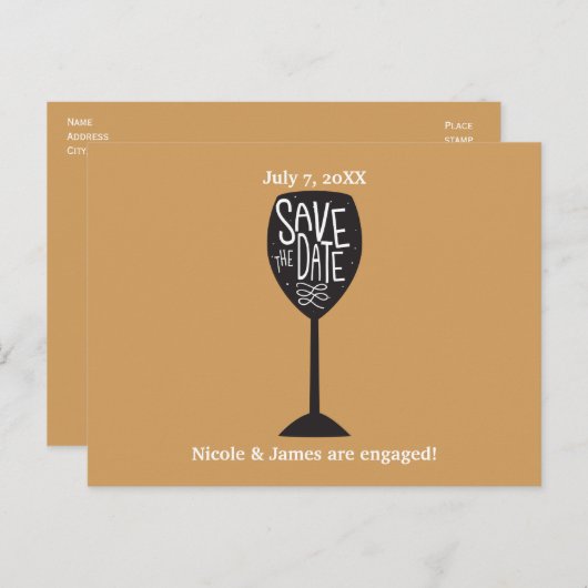 BESPAAR DE DATUM VAN HET Wijnglas ELK KLEUR Briefk Aankondigingskaart (Voorkant / Achterkant)