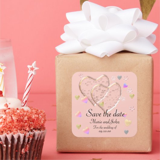 BESPAAR DE DATUM VOOR DE WEDDING SQUARE STICKER (Feest)