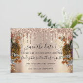 Bespaar de datum waarop Florals Roos Gold Drives B Save The Date (Staand voorkant)