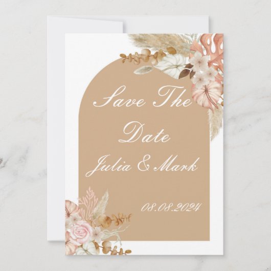 BESPAAR DE DATUM-WEDDINVITATIE KAART (Voorkant)