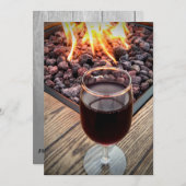 BESPAAR DE DATUM, WIJNGLAS, BRANDSTOFPIT, WEDDINGE SAVE THE DATE (Voorkant / Achterkant)