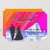 BESPAAR DE DATUURKAARTEN MET UITZICHT SAN FRANCISC SAVE THE DATE (Voorkant / Achterkant)