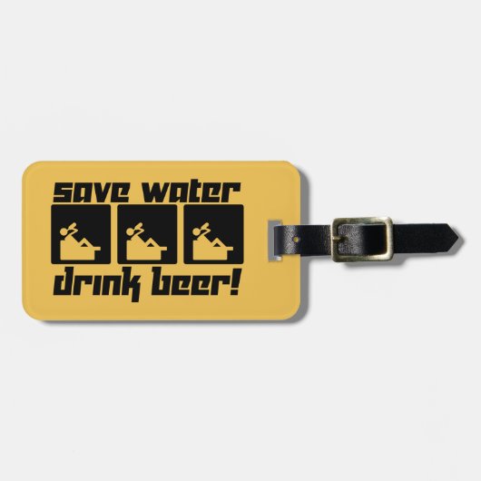 Bespaar de Drink van water. Bagagelabel (Voorkant horizontaal)