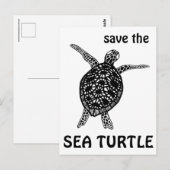 Bespaar de klimaatverandering door de schildpad va briefkaart (Voorkant / Achterkant)