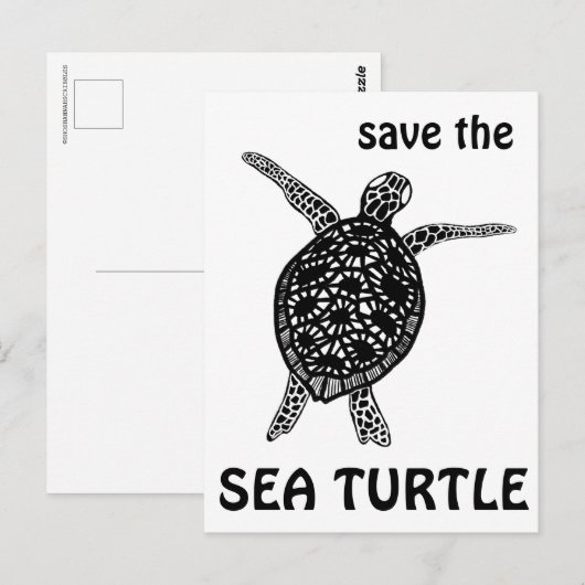 Bespaar de klimaatverandering door de schildpad va briefkaart (Voorkant / Achterkant)