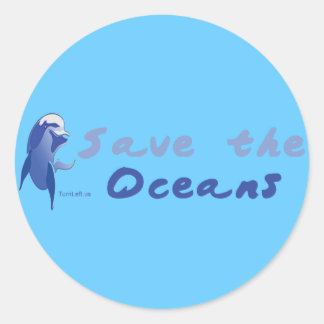 BESPAAR DE OCEANEN RONDE STICKER
