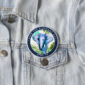 Bespaar de olifantendag, waterverf ronde button 7,6 cm (In situ)