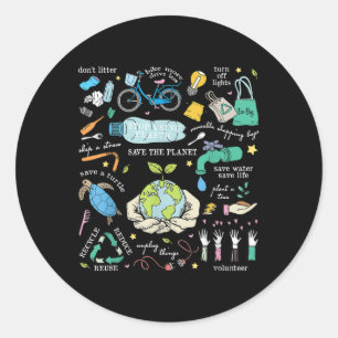 Bespaar de planeet minder hergebruik Recyclen Dag Ronde Sticker