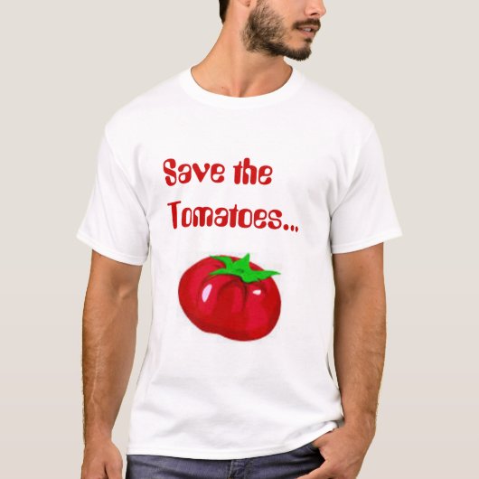 Bespaar de tomaten t-shirt (Voorkant)