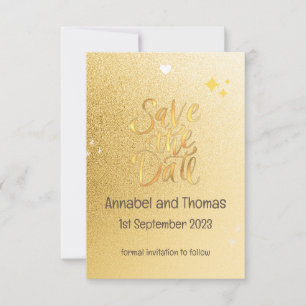 BESPAAR DE WEDDATUM - dun goud. bewerkbaar Save The Date