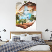 Bespaar de wereld canvas afdruk (Insitu (Slaapkamer))