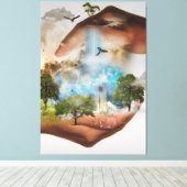 Bespaar de wereld canvas afdruk (Insitu (Houten vloer))