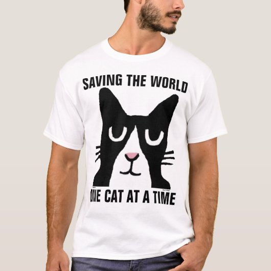 BESPAAR DE WERELD ÉÉN KAT OP EEN TIJD T-shirts (Voorkant)