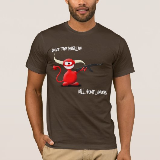 Bespaar de wereld wat shirt van de leuningduivel (Voorkant)