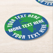 Bespaar de wereldkaart van de planeet op de gewoon ronde kartonnen onderzetter (Gebogen)