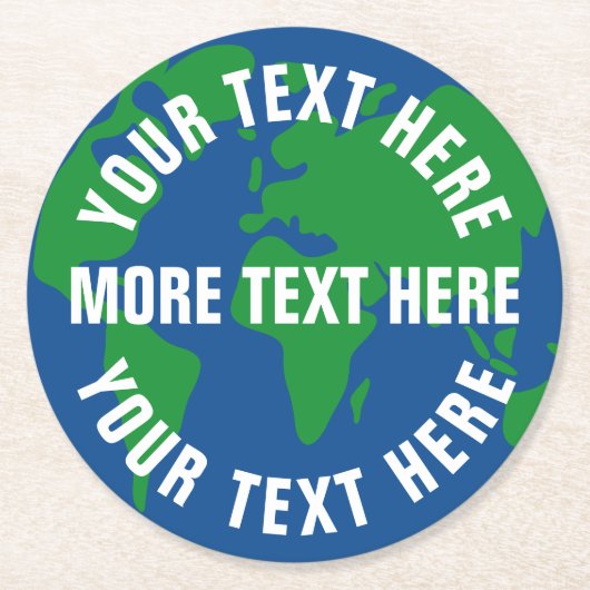 Bespaar de wereldkaart van de planeet op de gewoon ronde kartonnen onderzetter (Voorkant)
