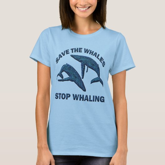 BESPAAR DE WHALES STOP TERUG T-SHIRT (Voorkant)