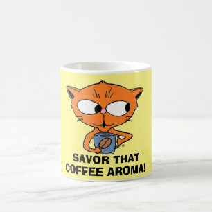 BESPAAR DIE KOFFIE AROMA! Kat drink koffie Koffiemok