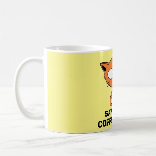 BESPAAR DIE KOFFIE AROMA! Kat drink koffie Koffiemok (Links)