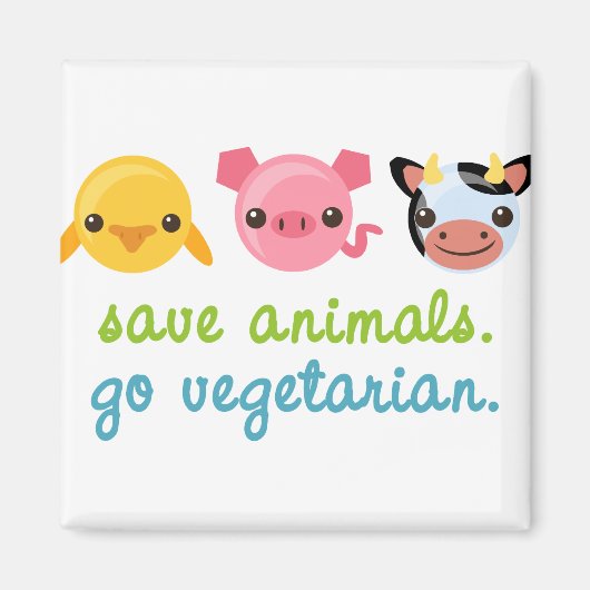Bespaar dieren op vegetariër magneet (Voorkant)
