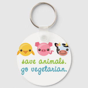 Bespaar dieren op vegetariër sleutelhanger